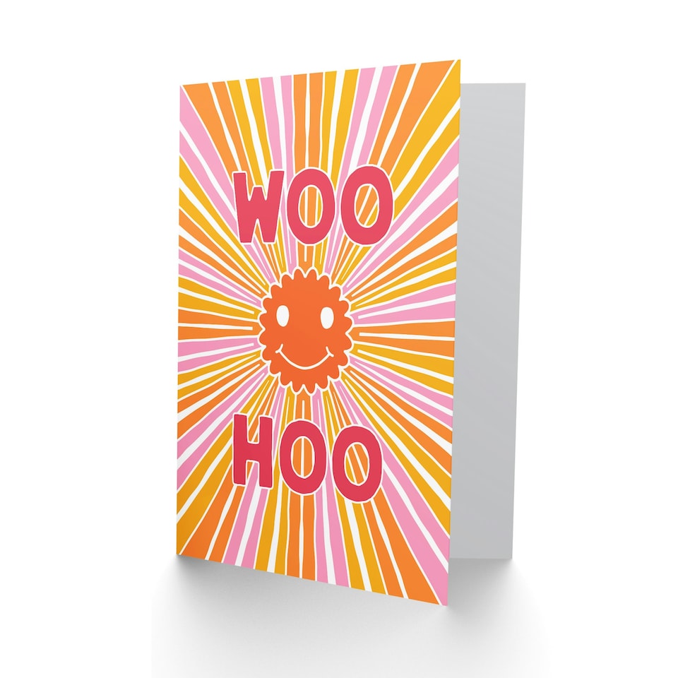 image 1 of Congratulations Card Groovy Smiley Face Trippy Congrats Sun Rays