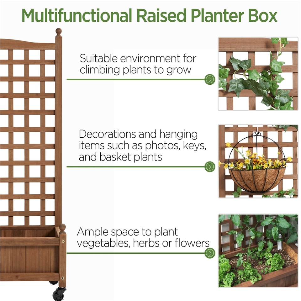 image 1 of Yaheetech 126.5 cm H Raised Garden Bed with Trellis-Dark Brown