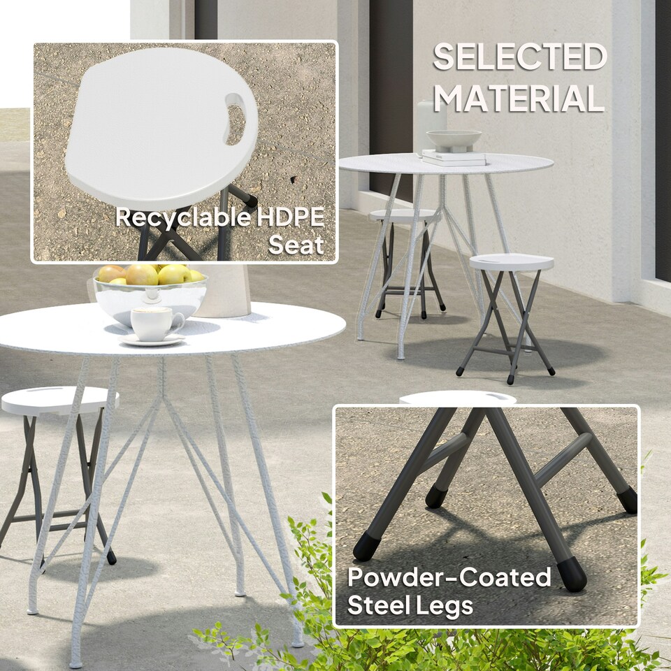 image 1 of Outsunny Folding Stool Set of 4, Decorative Garden Stool Set Grey