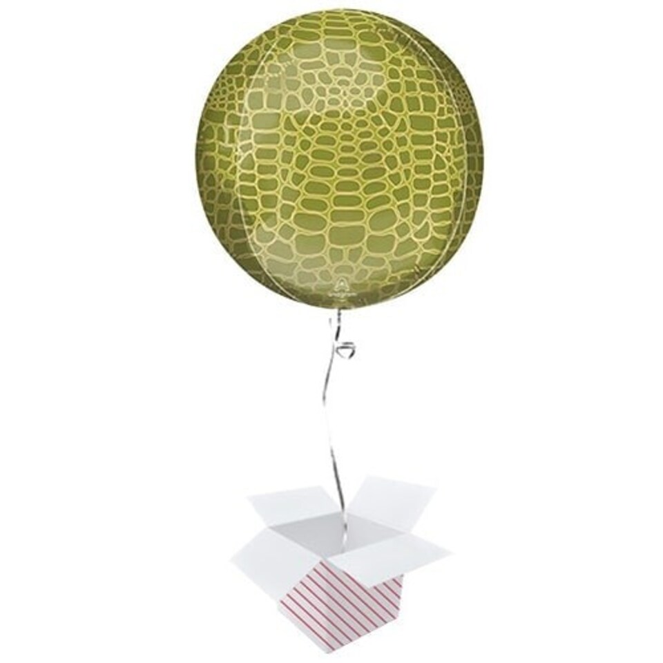 Animalz Alligator Print Orbz Foil Helium Balloon - Inflated Balloon in a Box
