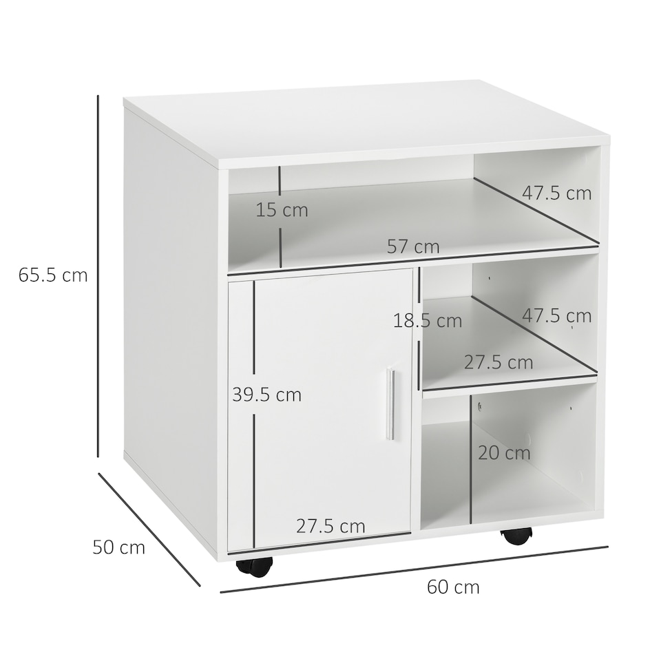 image 1 of HOMCOM Multi-Storage Printer Unit Office Organisation w/ 5 Compartments White