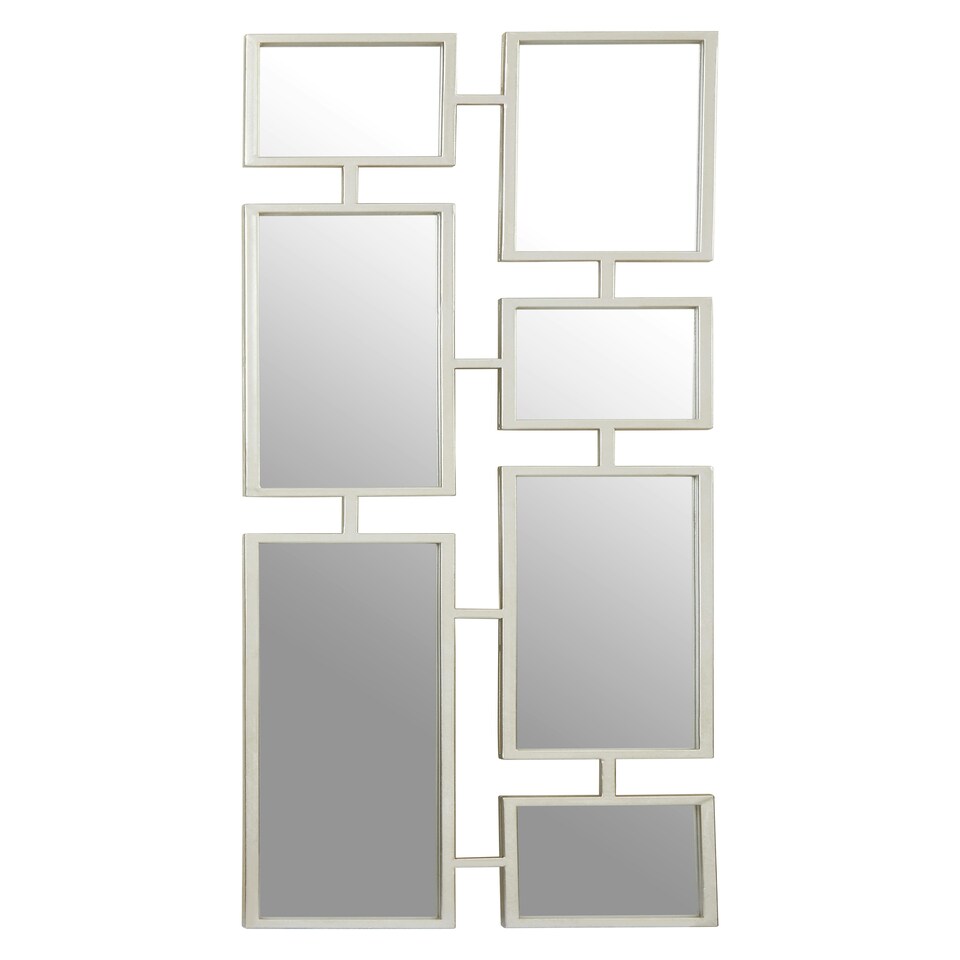 image 1 of Interiors by Premier Silver Multi Frame Wall Mirror, Contemporary Panel Decorative Mirror With Silver Iron Frame, Accent Mirror Silver