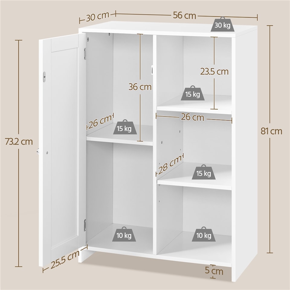 image 1 of Yaheetech Multipurpose Bathroom Floor Cabinet with Open Adjustable Shelves