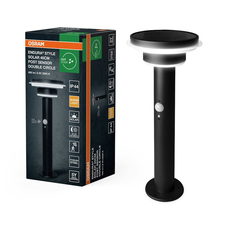 image 1 of OSRAM ENDURA Style Solar Post Outdoor Light Black Black