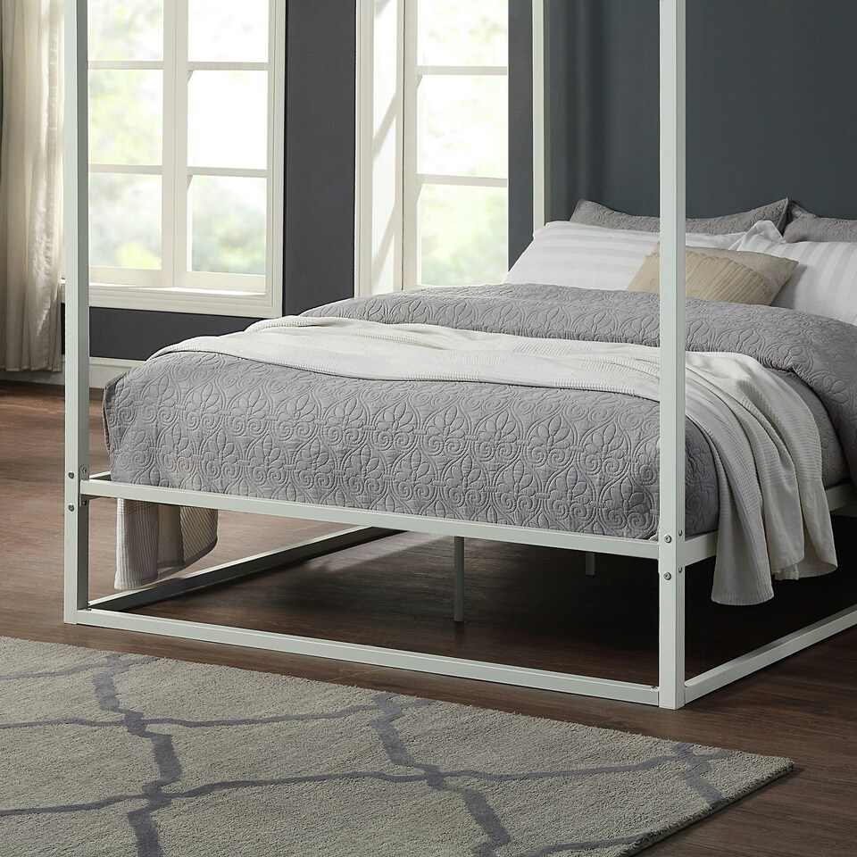 image 1 of Ashwell Modern Four 4 Poster White Metal Bed Frame (Double)