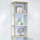 image 3 of Showerdrape Catania Matt White & Bamboo Tall Bathroom Cabinet with Display Shelves