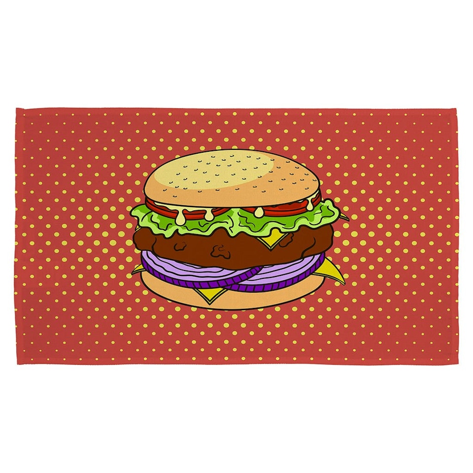 image 1 of The pop art illustration of burger (Kitchen Towel)