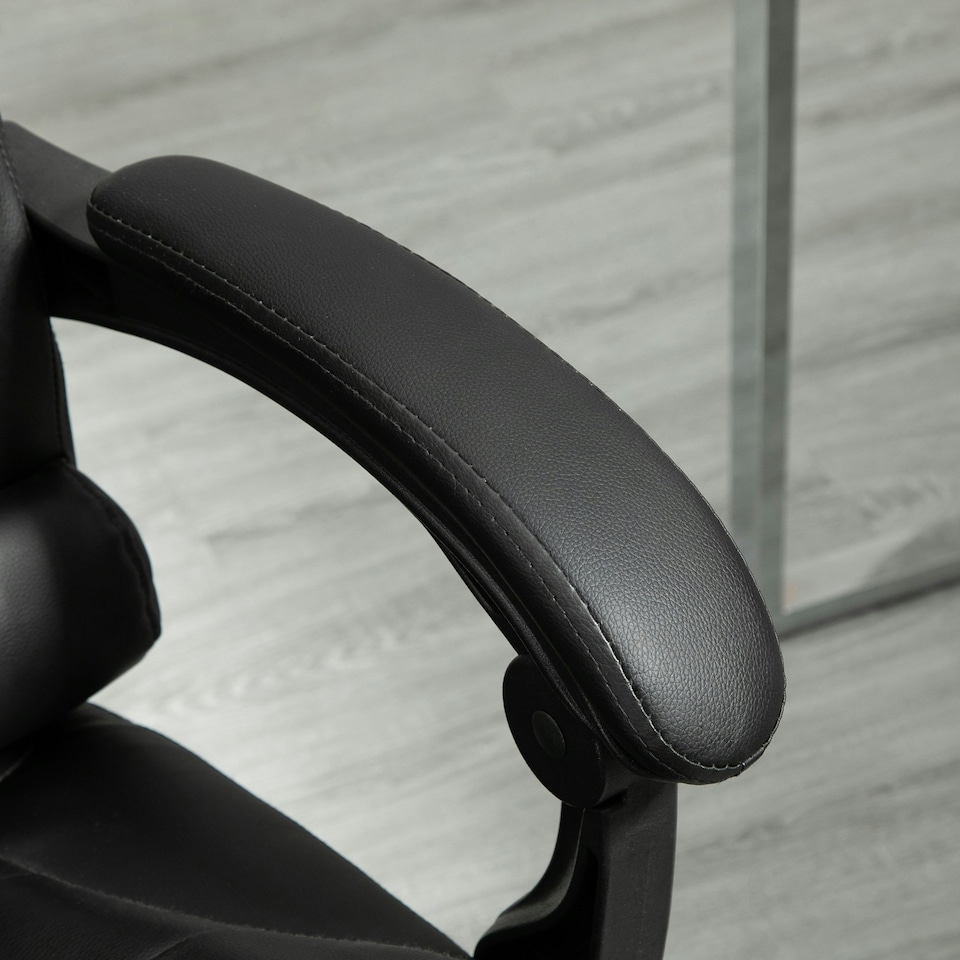 image 1 of HOMCOM Executive Office Chair PU Leather Swivel Chair with Footrest Black