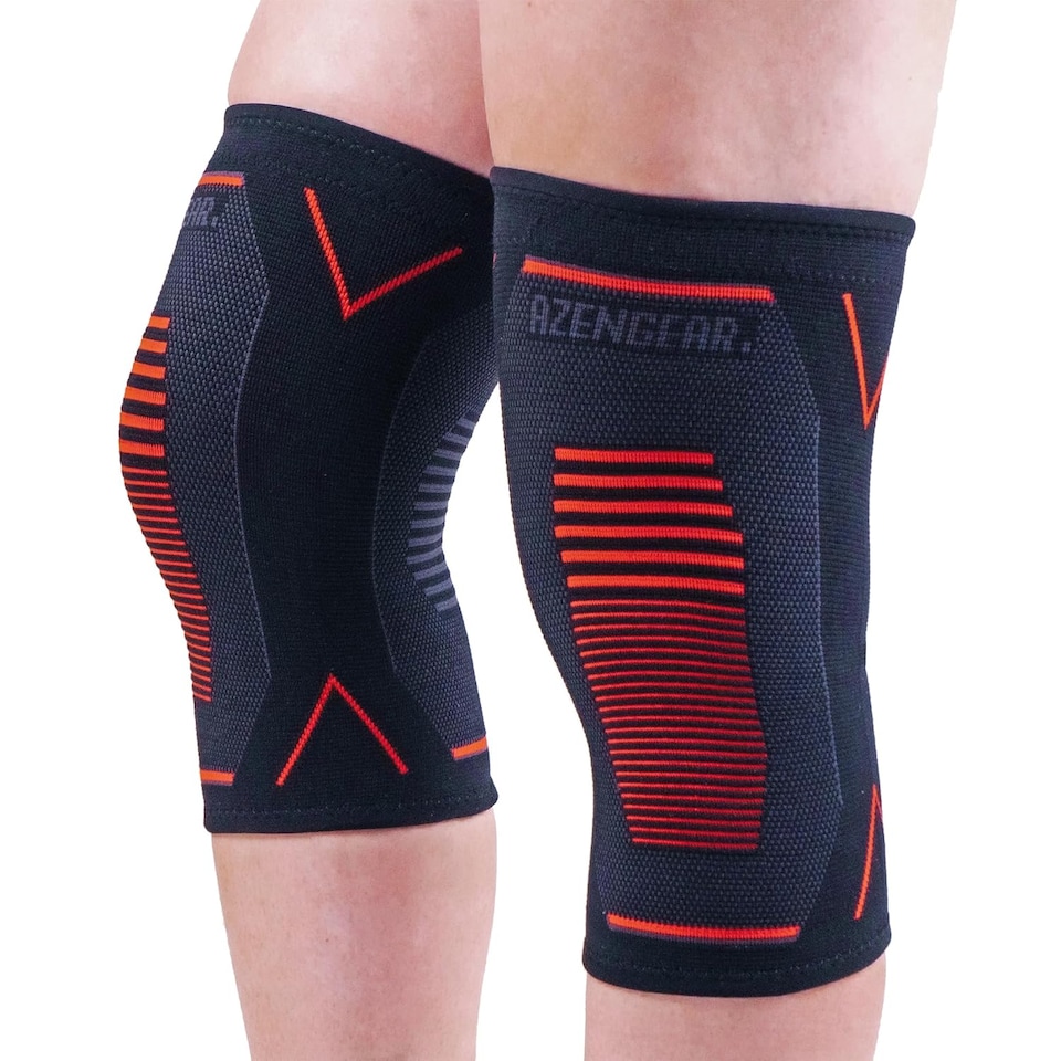 image 1 of aZengear Knee Support Brace (Pair) - Compression Knee Sleeve for Joint Pain, Ligament Injury, Meniscus Tear, Arthritis (M)