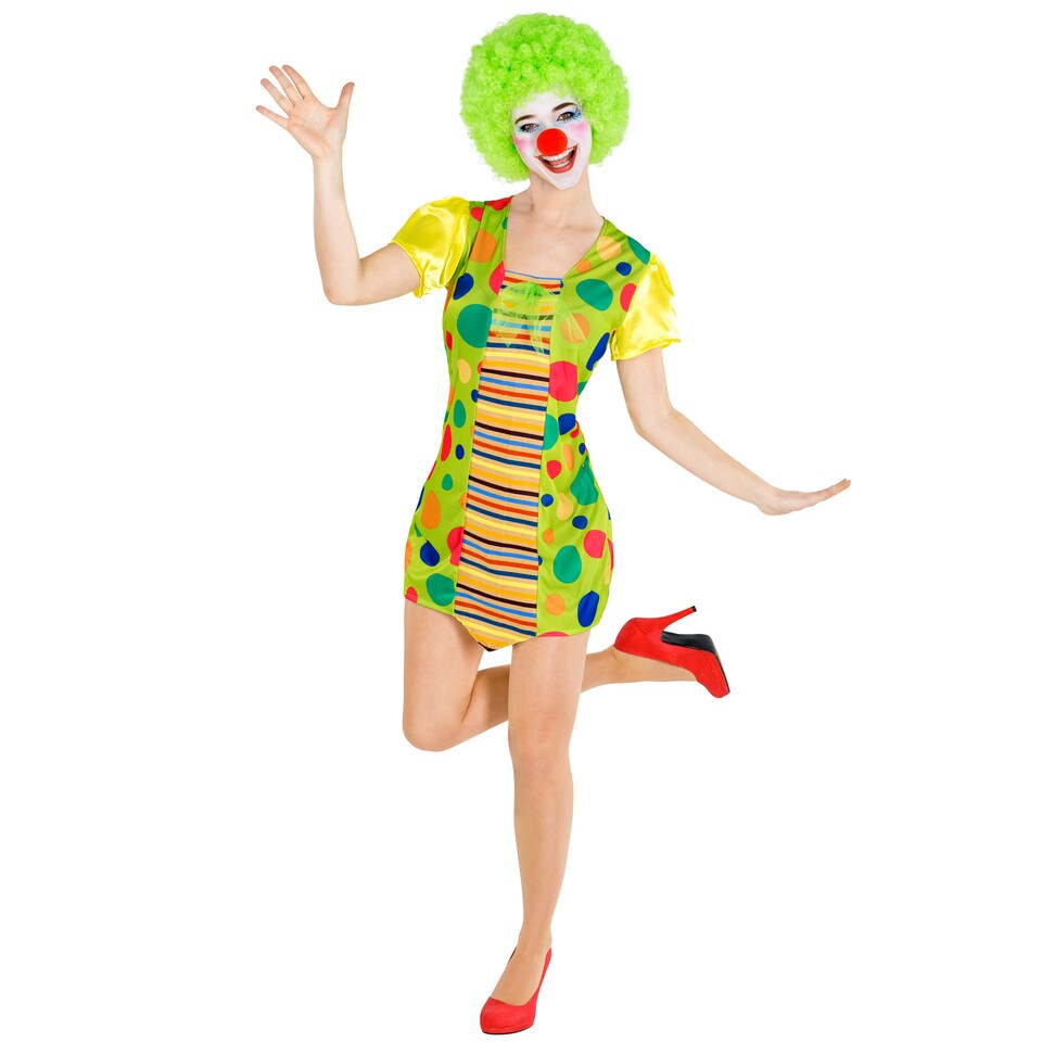 image 1 of Womens Jekaterina the Clown Costume | Green | green | 1