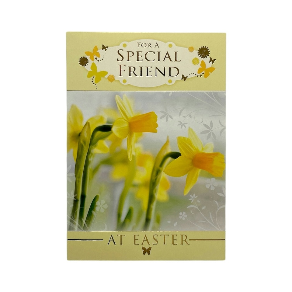 image 1 of Special Friend Spring Daffodils and Butterflies Design Easter Card