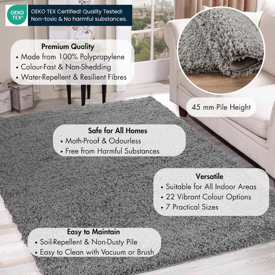 image 1 of Desire Rugs Plain Living Room Fluffy Shaggy Area Rugs