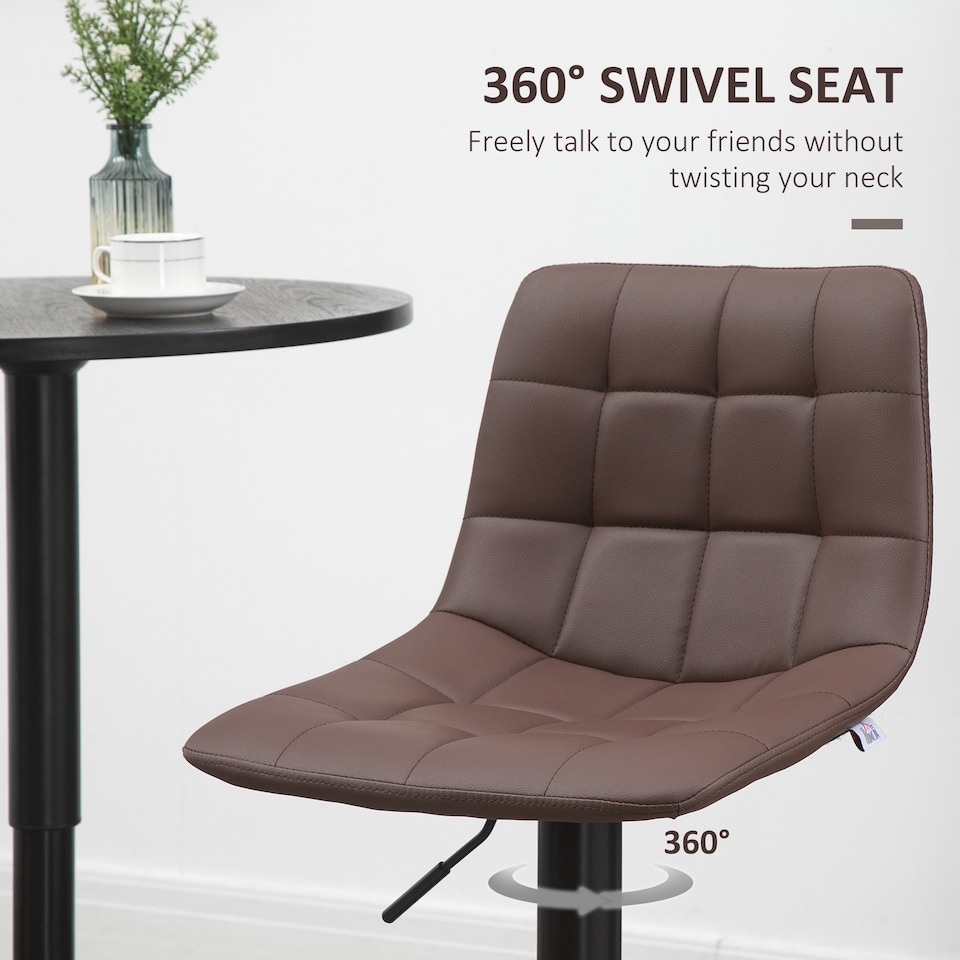 image 1 of HOMCOM Bar Stools Set of 2 Adjustable Counter Barstools W/ Footrest Brown