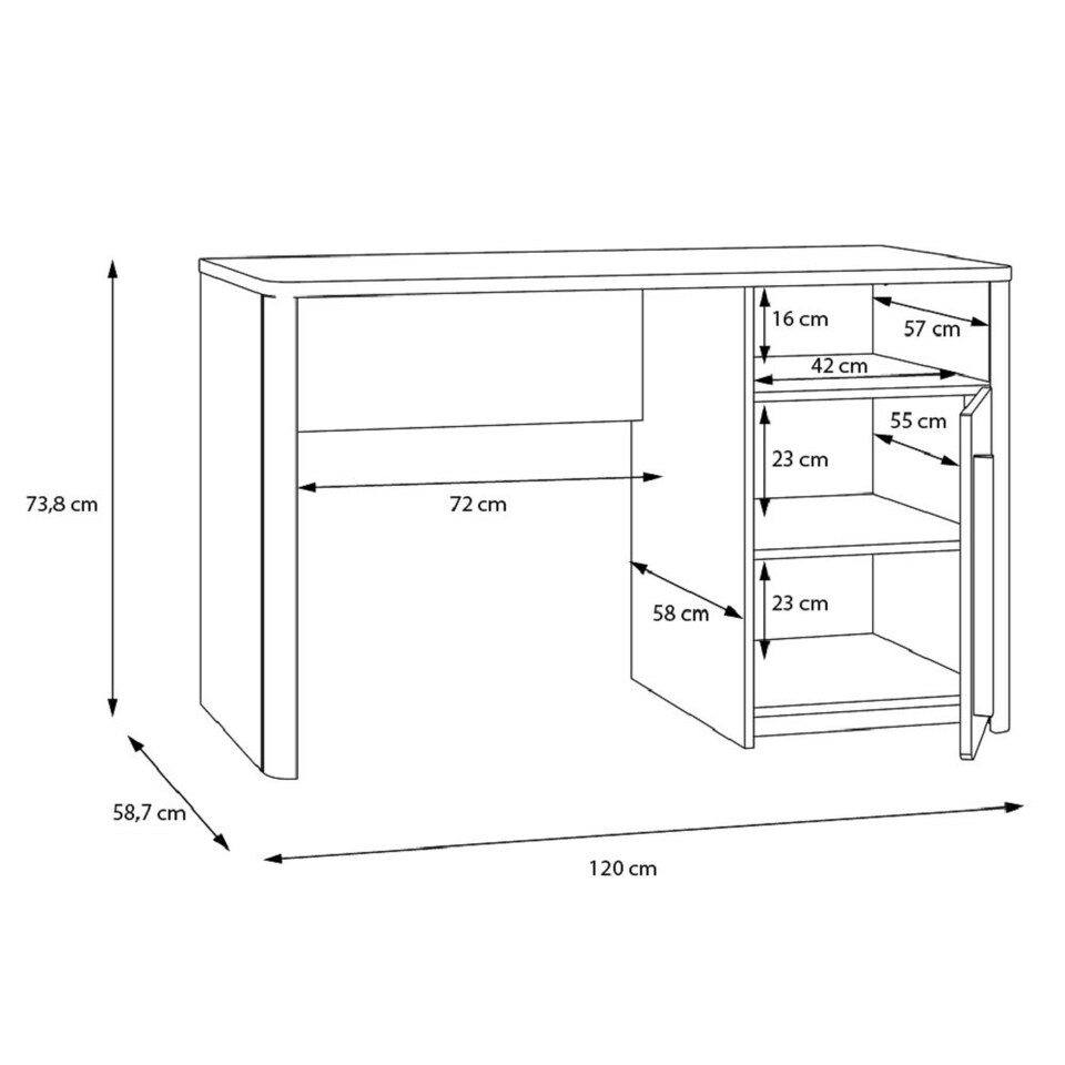 image 1 of Surfinio Dressing Table Study Desk Grey Catania Oak Decor Grey