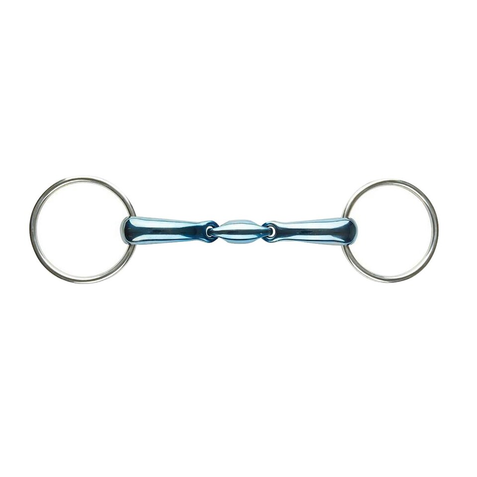 JP Korsteel Blue Steel Oval Link Loose Ring Snaffle Bit - Blue/Silver - 5.5in