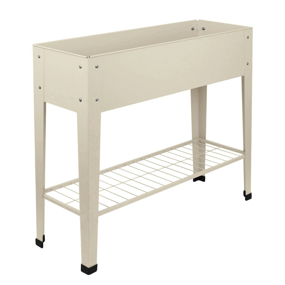 image 1 of Harbour Housewares Elevated Raised Garden Beds with Legs & Storage Shelf - Ivory - Pack of 2 Cream