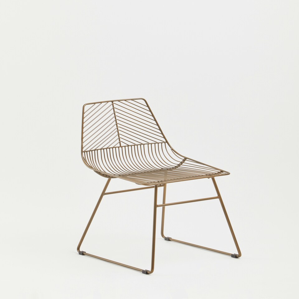 image 1 of Interioirs by Premier Small Bronze Metal Wire Chair, Sturdy Metal Chair for Kitchen, Outdoor Tapered Metal Chair for Patio, Lawn