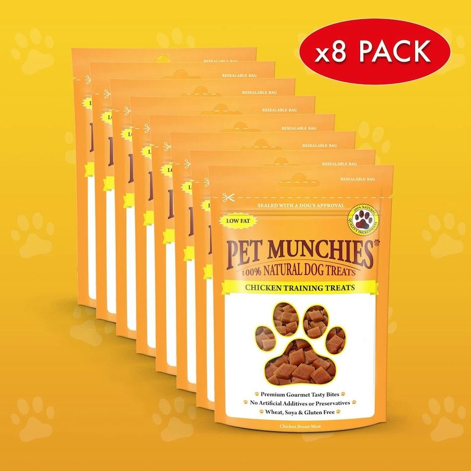image 1 of Pet Munchies Chicken Dog Training Treats, Natural Grain Free Tasty Bites Made Real Meat, Low in Fat 50g (Pack of 8)