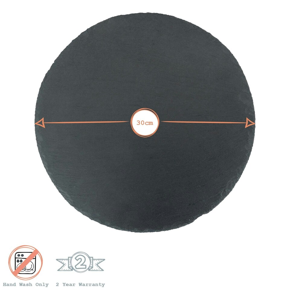 image 1 of Argon Tableware Round Slate Placemats - 30cm - Pack of 6 Black