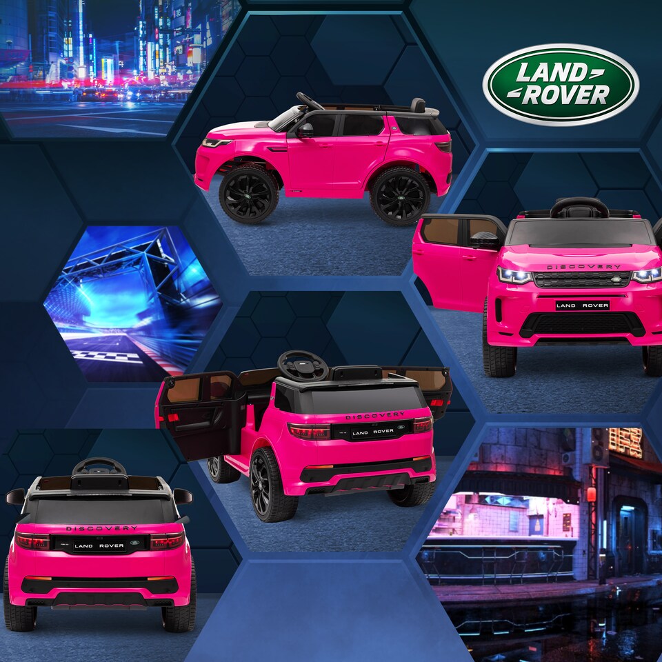 image 1 of AIYAPLAY Land Rover Discovery Sport Licensed Kids Electric Car, 12V Ride on Car with Remote Control, LED Lights, Music, Horn, for Ages 3-6 Years, Pink