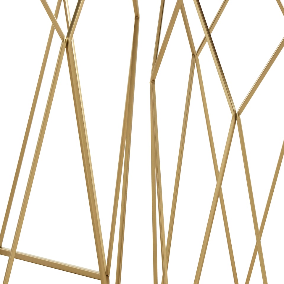 image 1 of Set of 2 Hexagonal Mirrored Top Side Tables,Nesting Tables With Champagne Finish,Decorative Accent Tables Gold