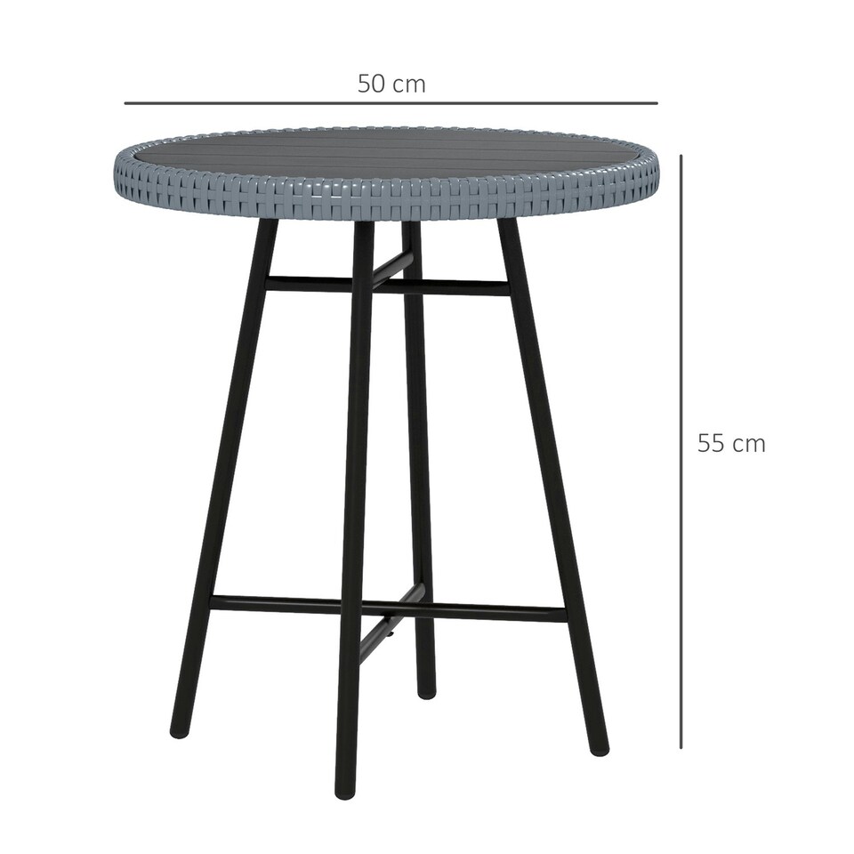 image 1 of Outsunny PE Rattan Side Table for Indoor, Outdoor, Balcony, Patio