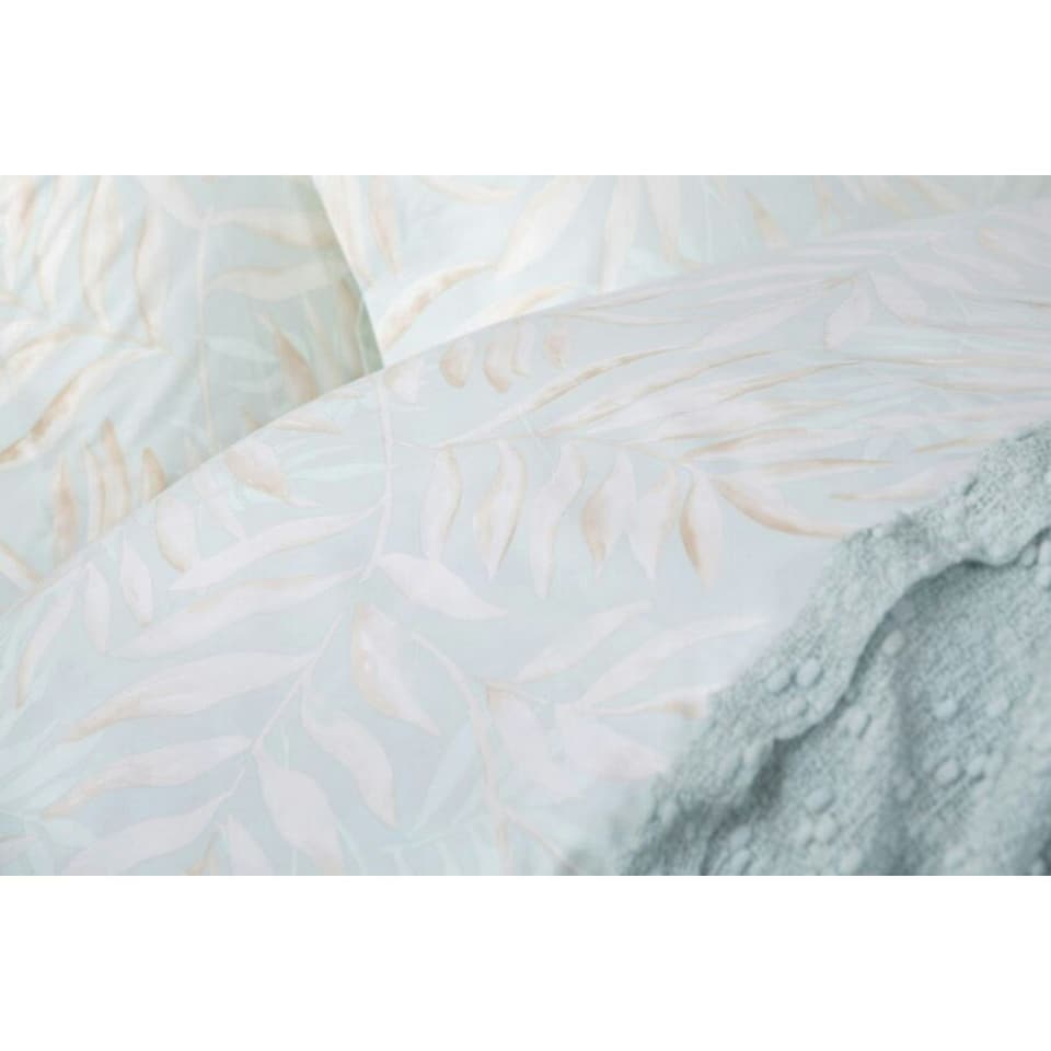 image 1 of Belledorm Clara Leaves Duvet Cover Set - Duck Egg - Superking