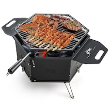 Portable Charcoal Grill Stove 360° Rotatable Outdoor Hibachi Grill Smoker