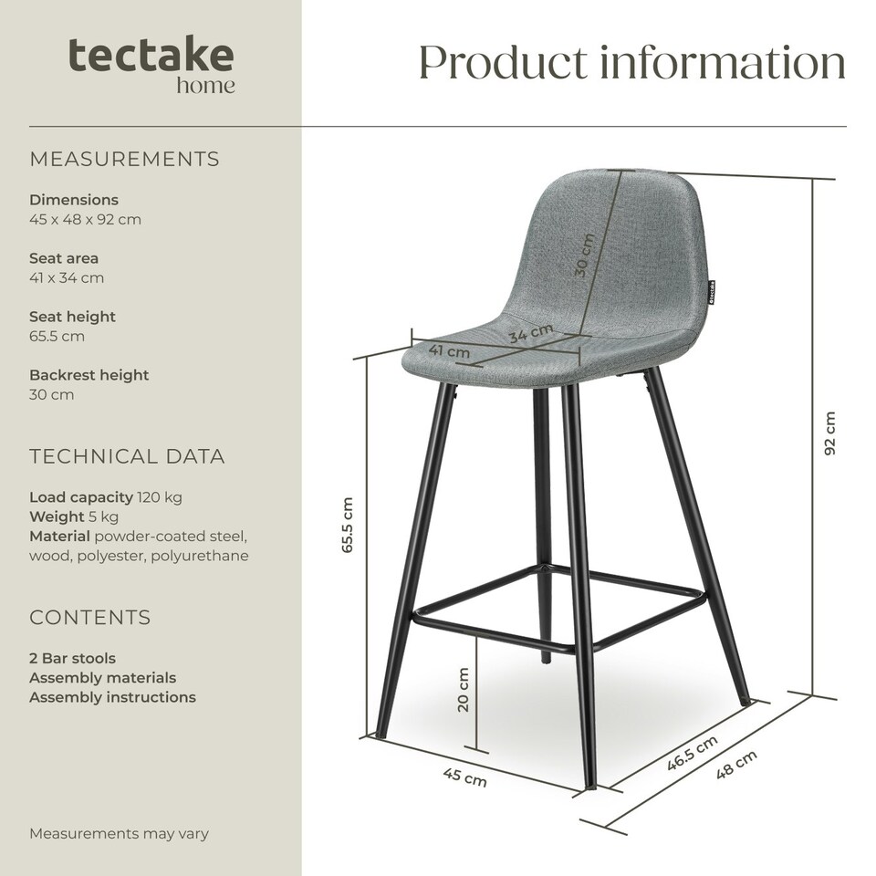 image 1 of Bar Stool Willow with backrest, upholstery and woven cover - Set of 2 Grey | Dark Grey/Black