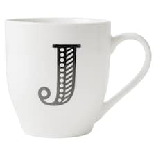 Black and White Initial Hugga Mug Assorted Letters 11cm | White | J - White | 1