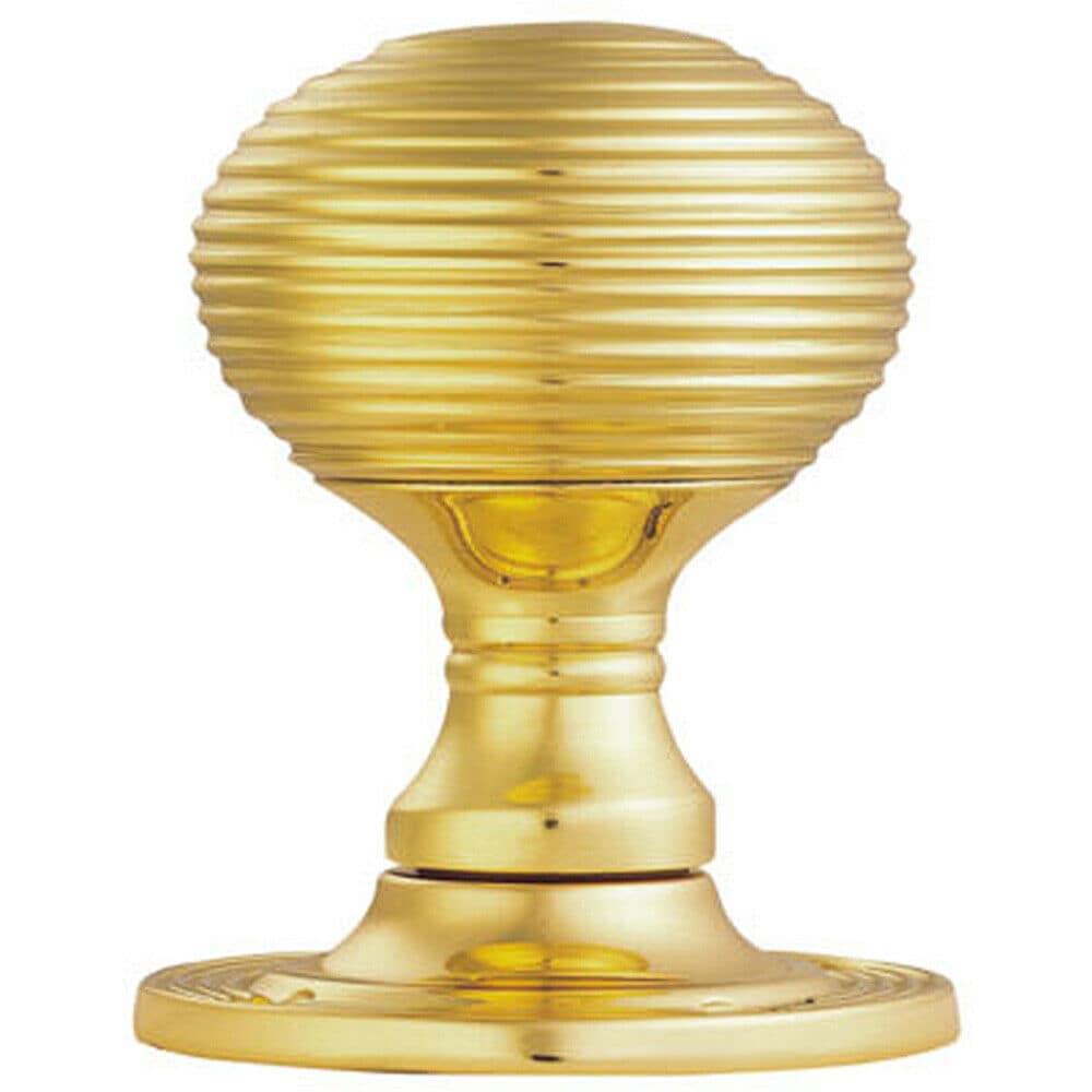 Loops PAIR Round Textured Mortice Door Knob 52mm Dia Brass Beehive Handle in Metallics
