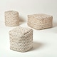 image 5 of Homescapes Sierra Natural Diamond Pattern Jute Square Bean Filled Pouffe - 40 cm