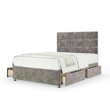 Neptune Spring Silver Chenille 4 Drawer Divan Set And Milan Headboard King Size