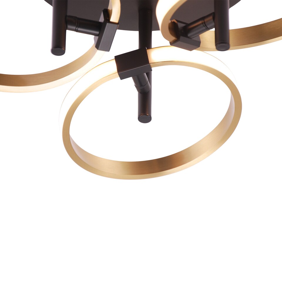 image 1 of Modern Adjustable Gold Halo Rings LED Ceiling Light Fitting with Mat Black Base | Gold