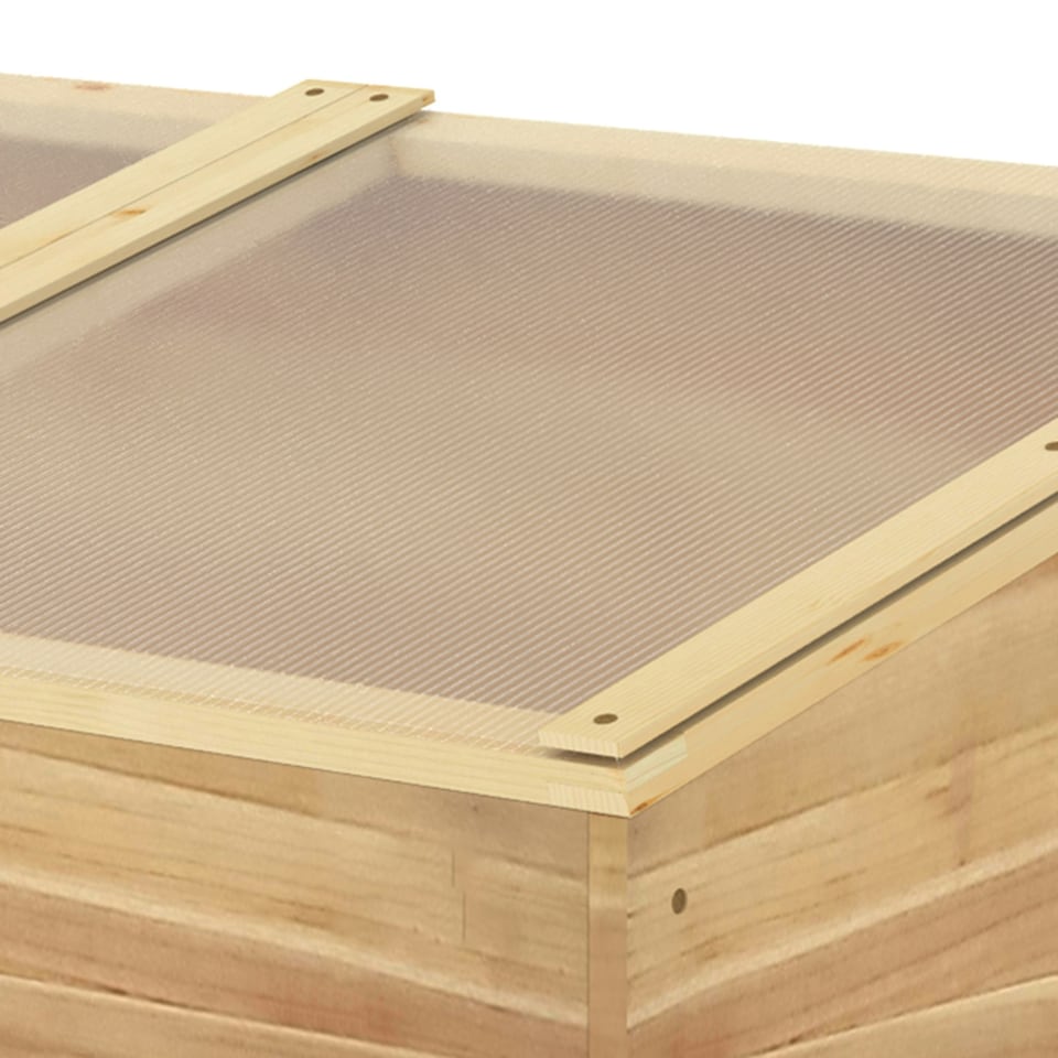 image 1 of Outsunny Wood Cold Frame Greenhouse Garden Polycarbonate Grow House, Natural