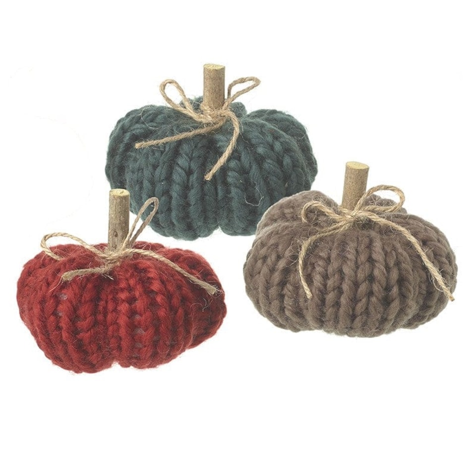 Heaven Sends Halloween multicoloured set of three knitted pumpkin decorations