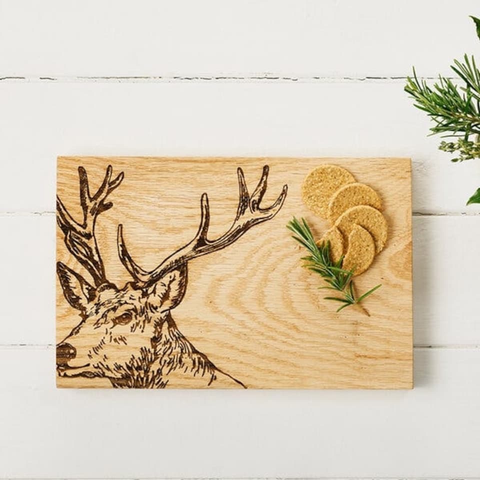 image 1 of The Just Slate Company Stag 30cm Oak Serving Board