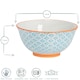 image 3 of Nicola Spring Hand-Printed Cereal Bowls - 16cm - Blue - Pack of 6 Multi