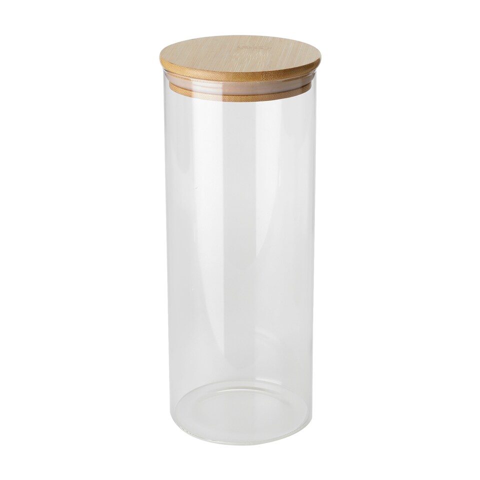 image 1 of Living and Home 5Pcs Glass Jars Storage Container With Bamboo Lid | Brown