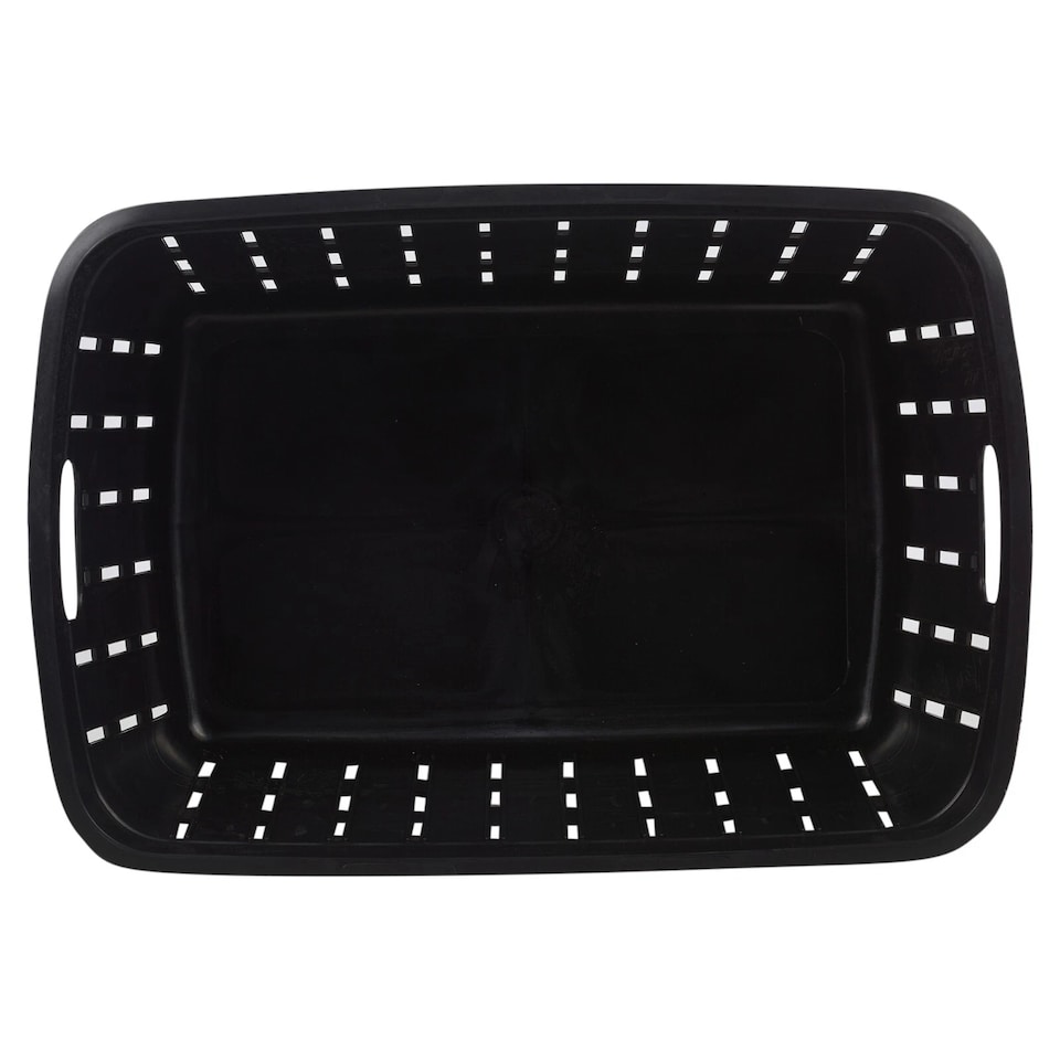 image 1 of 20L Plastic Bamboo Look Basket Laundry Clothes Storage Sorter Hamper with Handles | Brown | Brown