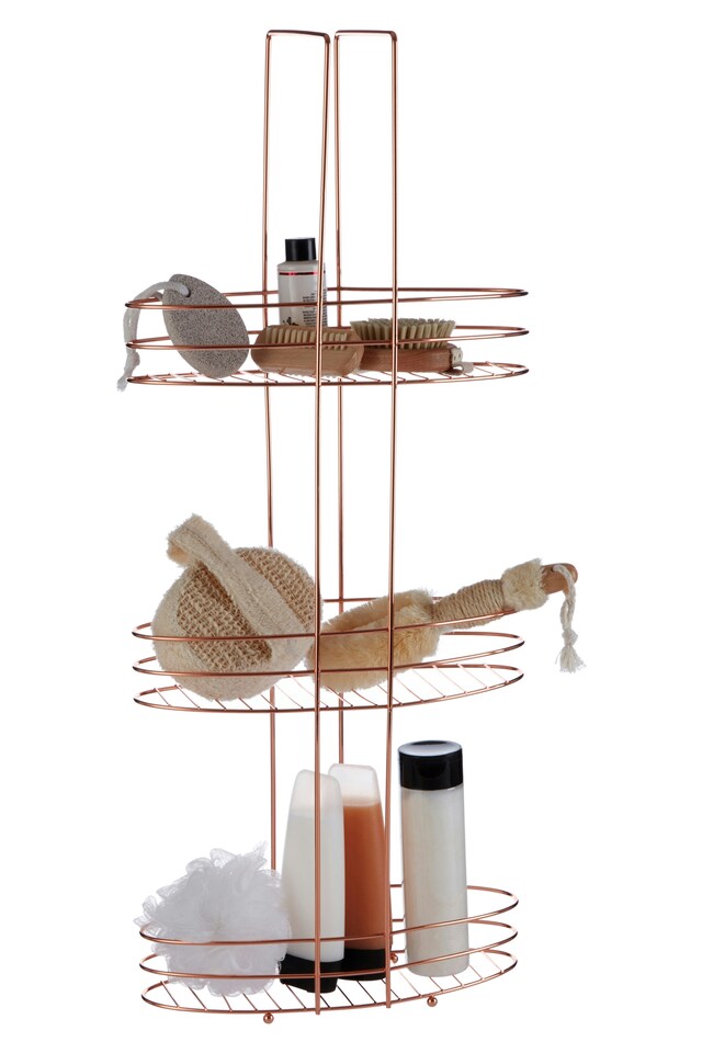 image 1 of Dara 3 Tier Copper Plated Storage Rack | Gold