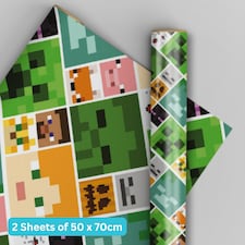 Minecraft 2 Sheets & 2 Tags Gift Wrap