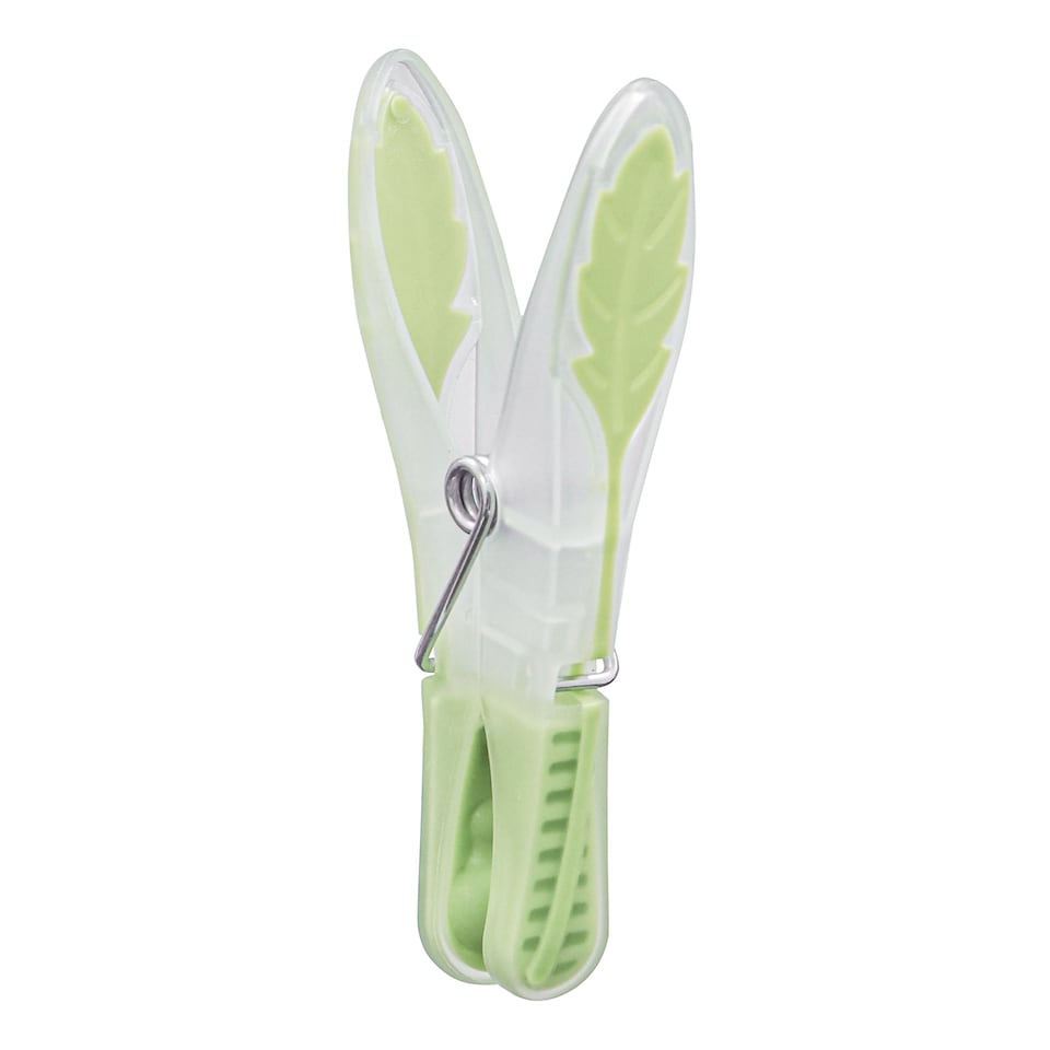 image 1 of JVL Grey Peg Basket with 48 Soft Touch Leaf Clothes Pegs,  Assorted Colours