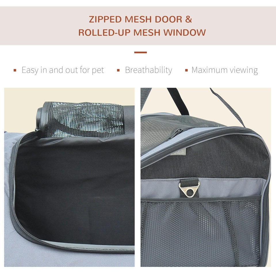 image 1 of PawHut Folding Pet Bag Carrier Car Seat Dog Cat Safety Travel Shoulder Portable