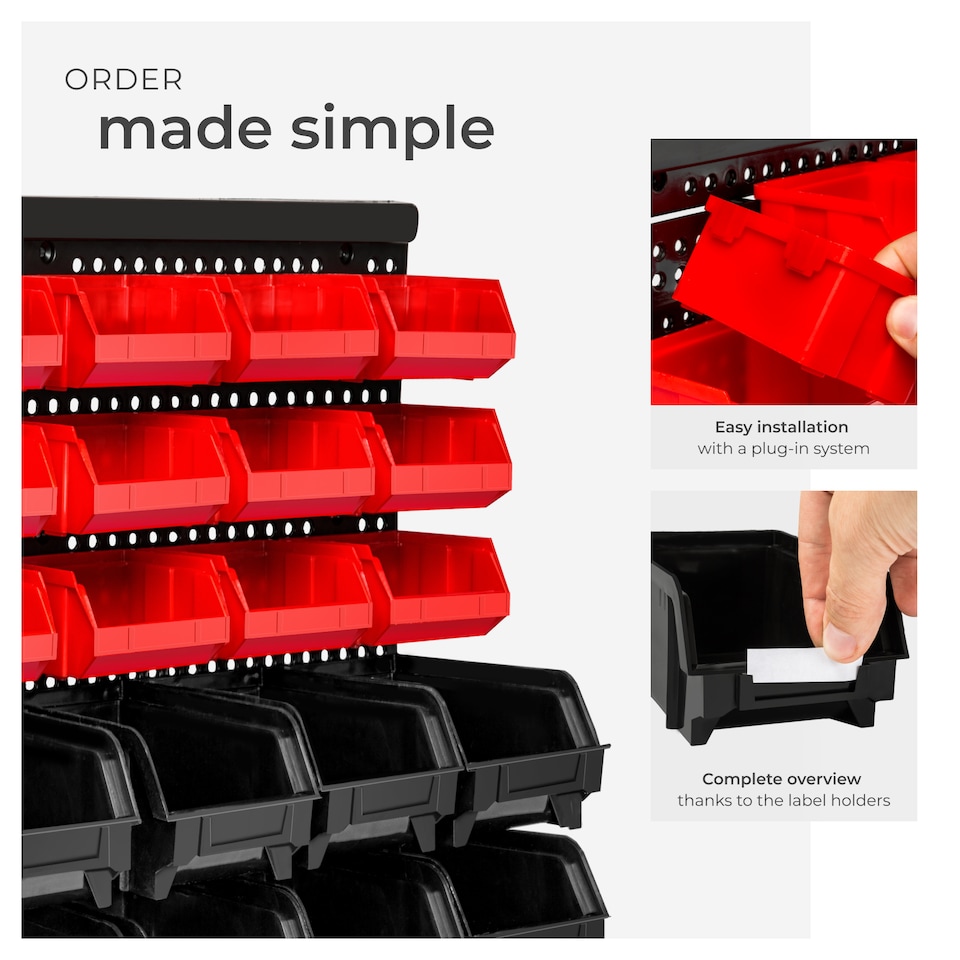 image 1 of Shelving Storage Boxes Small Parts Rack 12 Large 18 Medium Compartments | Black | black | 64 x 17,50 x 38 cm | 2