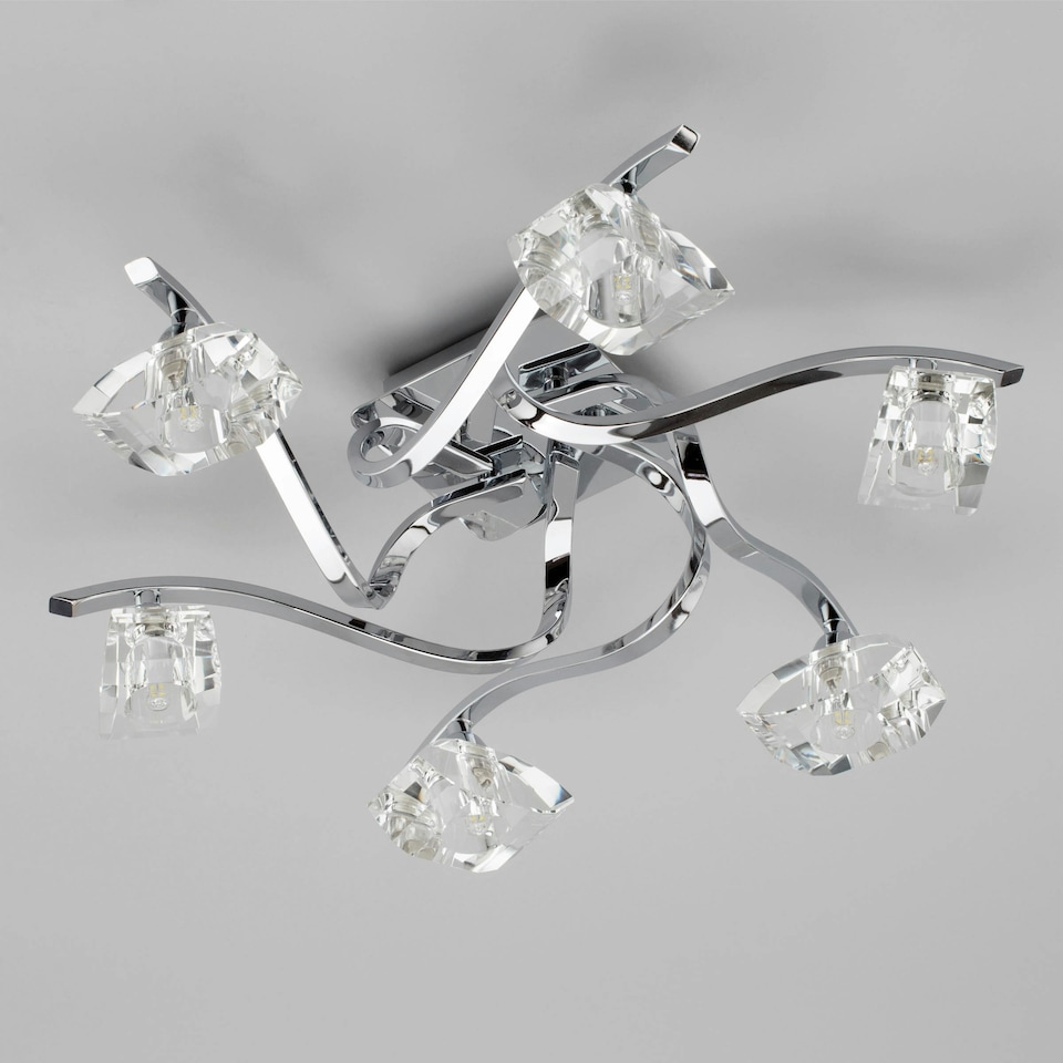 image 1 of BHS Bella 6 Light Flush Ceiling Light, Chrome