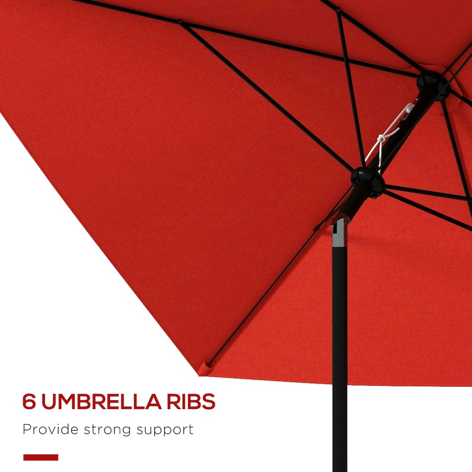 image 1 of Outsunny 2 x 3(m) Garden Parasol Rectangular Market Umbrella w/ Wine Red