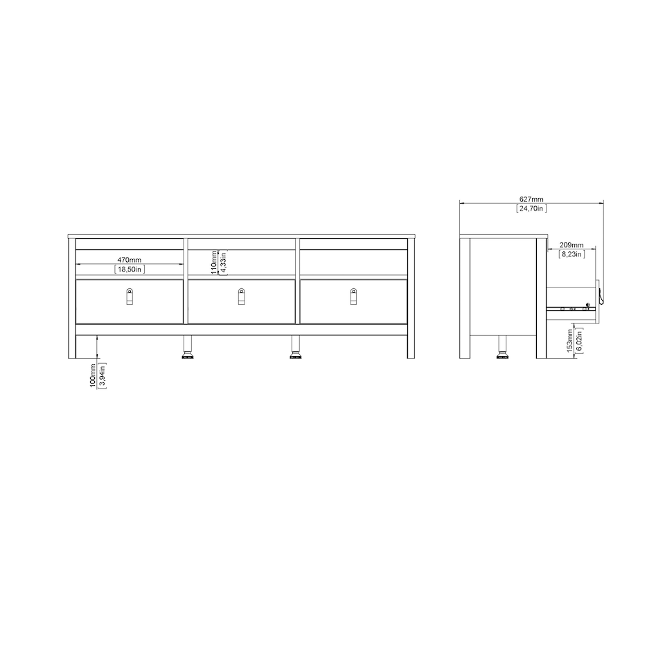 image 1 of Madrid TV Unit 3 Drawers in Cashmere Cream