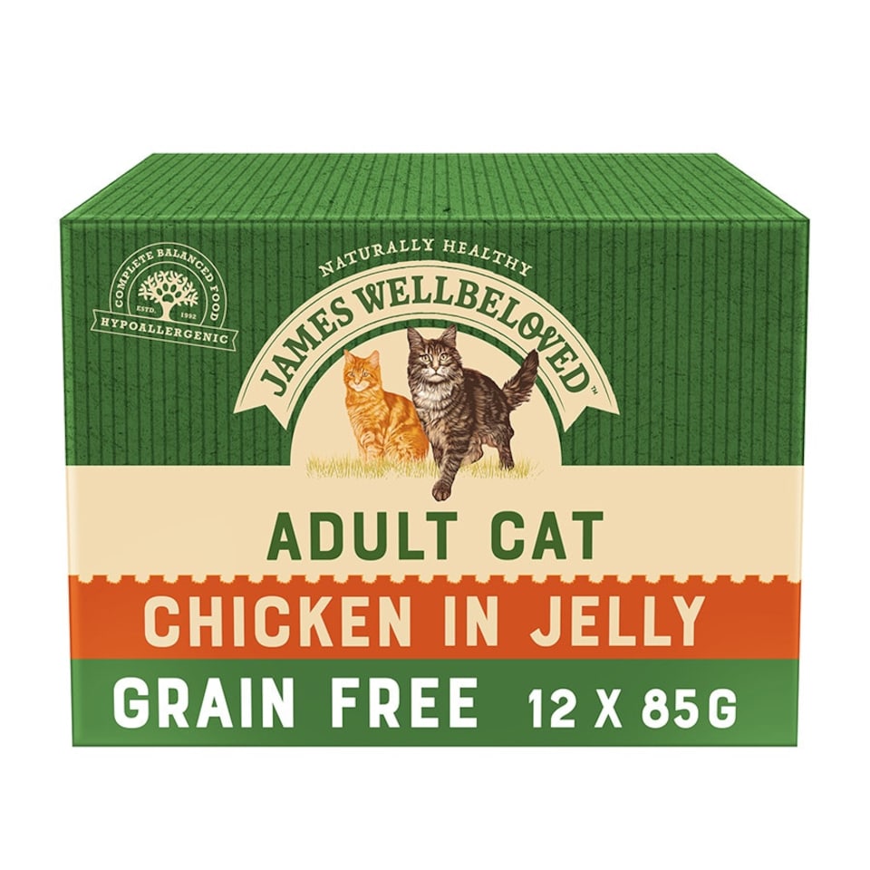 image 1 of James Wellbeloved Adult Cat Grain Free Pouches Chicken In Jelly 12x85g