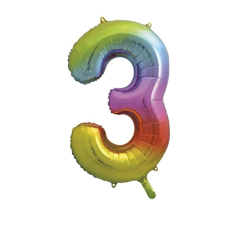 Unique Party 3 Number Foil Balloon - Multicoloured - One Size